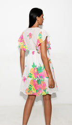 Load image into Gallery viewer, Multi flower sleeves short dress
