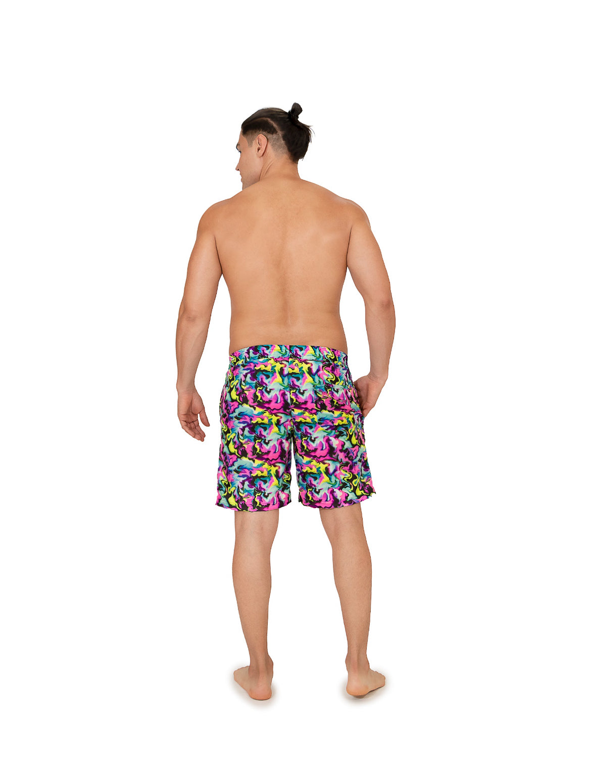 Neon marble men swim trunk