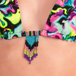 Neon marble print bikini