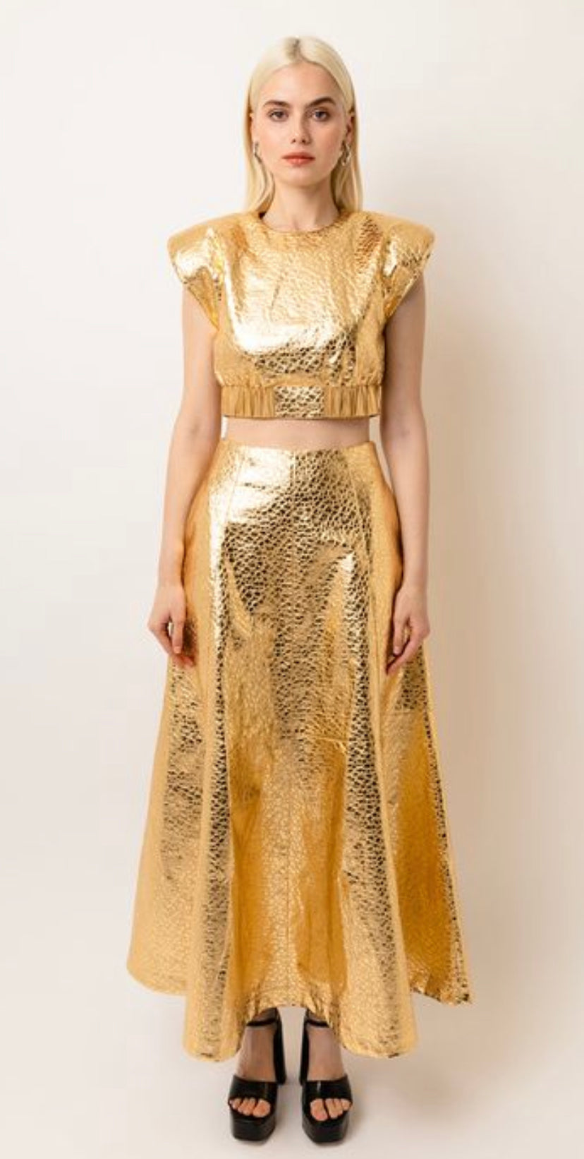 Phoebe Gold Metallic 2 piece Dress