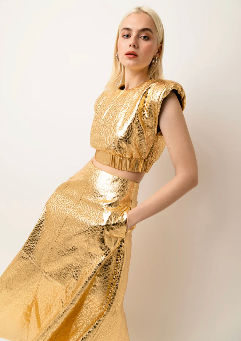 Phoebe Gold Metallic 2 piece Dress