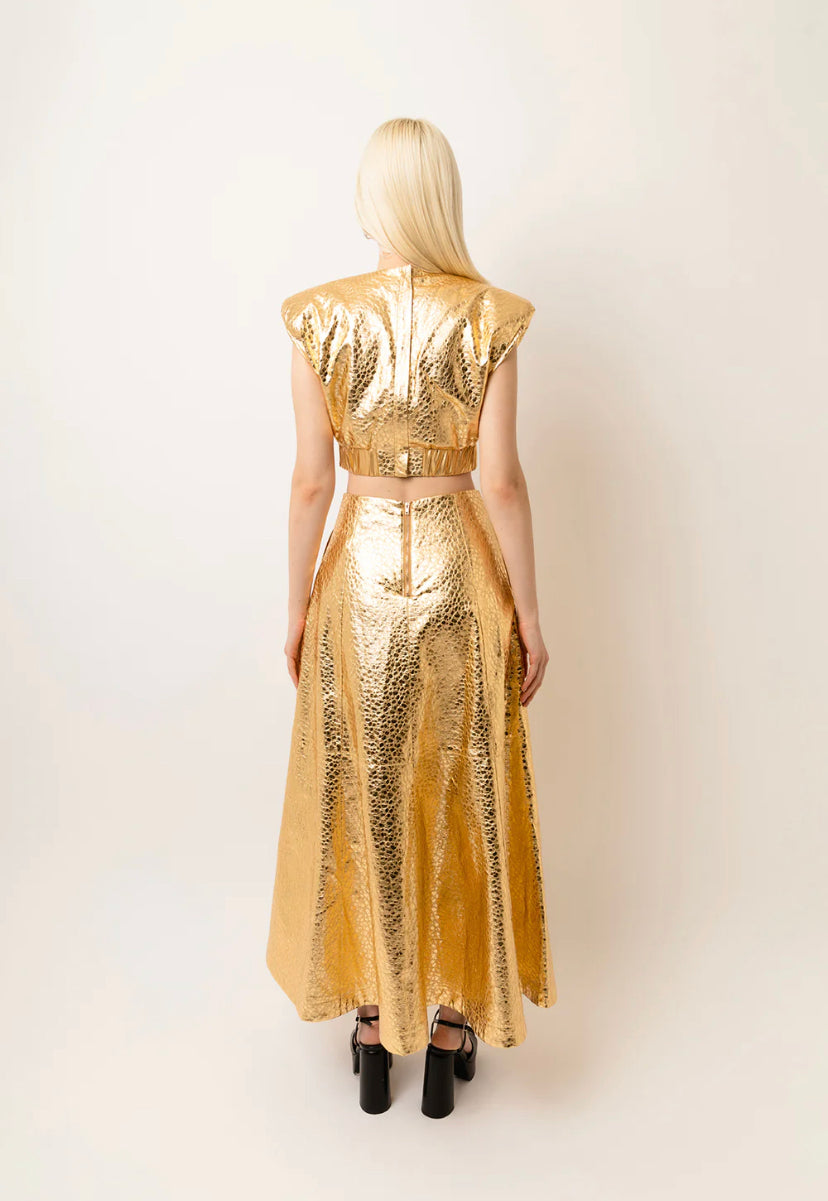 Phoebe Gold Metallic 2 piece Dress