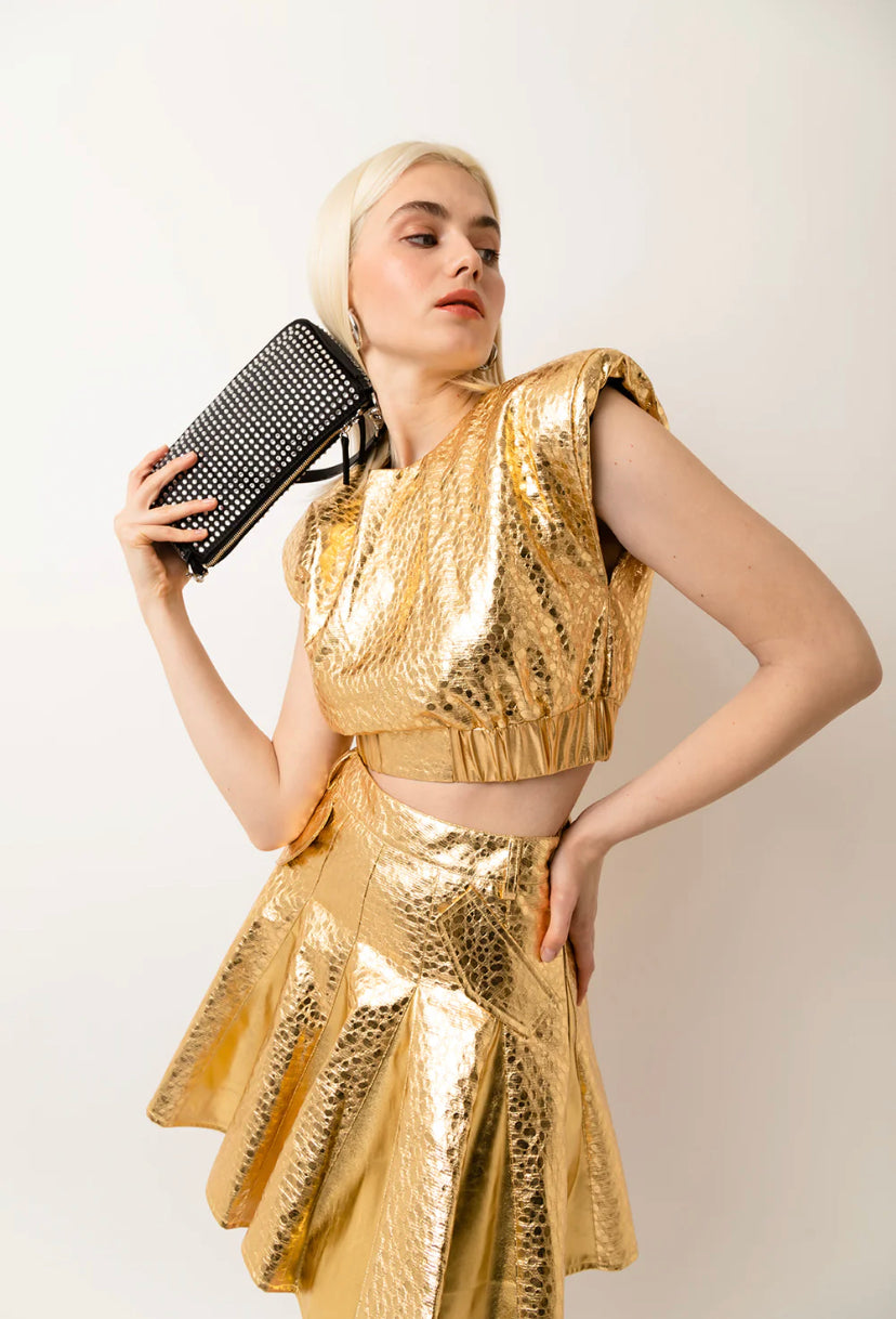 Phoebe Gold Metallic 2 piece Dress