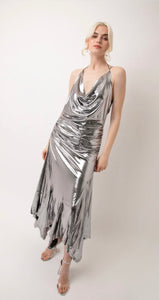 ALASKA SILVER METALLIC MAXI DRESS