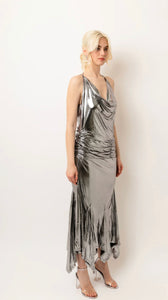 ALASKA SILVER METALLIC MAXI DRESS