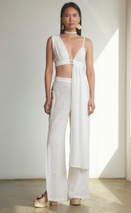 GAUZE ASYMMETRICAL BRALETTE AND TROUSERS