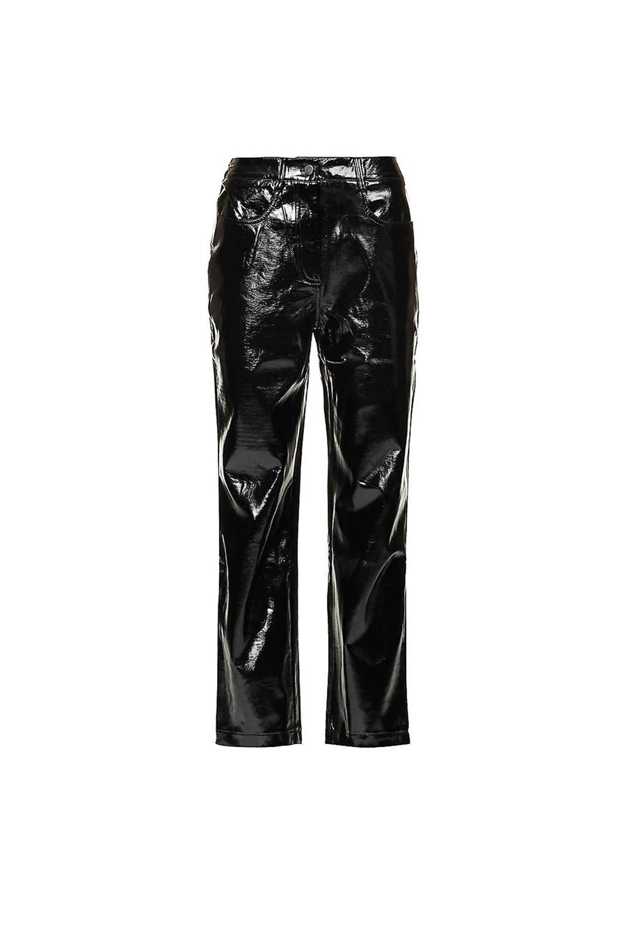 LUPE BLACK VINYL LEATHER METALLIC TROUSERS