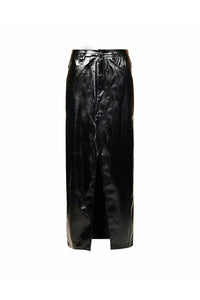 LUPE BLACK METALLIC LEATHER MAXI SKIRT