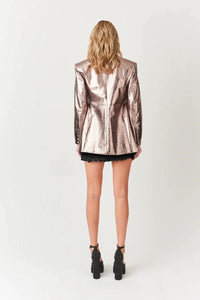 YASMINE METALLIC LEATHER BLAZER