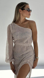 Net one shoulder dress