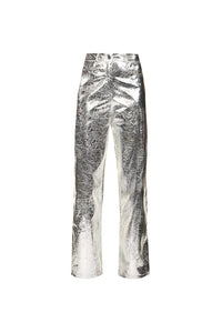 LUPE SILVER TEXTURED METALLIC TROUSERS