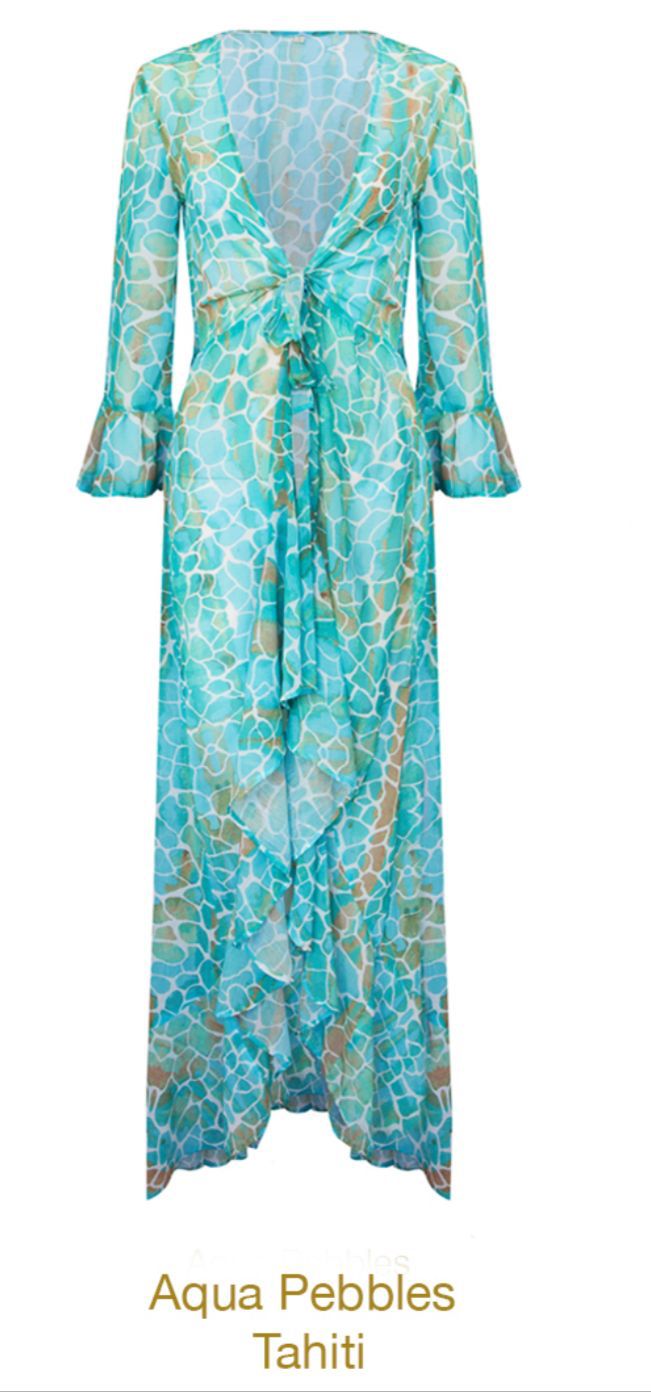 Tahiti kimono Aqua Pebbles