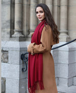 Load image into Gallery viewer, Merlot Red Oversized Cashmere Shawl
