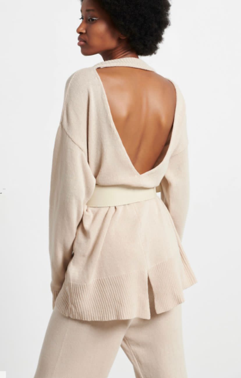 Backless cashmere jumper