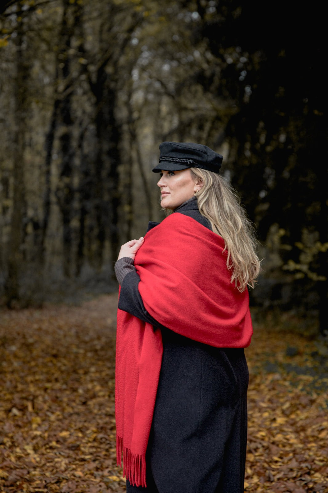 Raspberry Red Oversized Cashmere Shawl