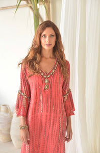 Hot Coral Kaftan