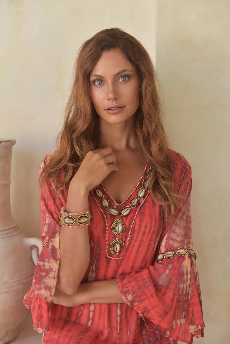 Hot Coral Kaftan